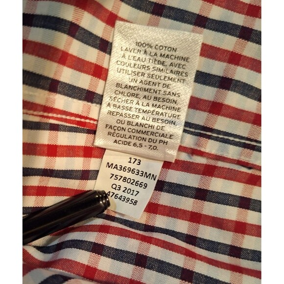 NORDSTROM RACK Long Sleeve Men 16.5 34/35 Traditional Fit Rd/Blk/Wht Gingham - Picture 8 of 13